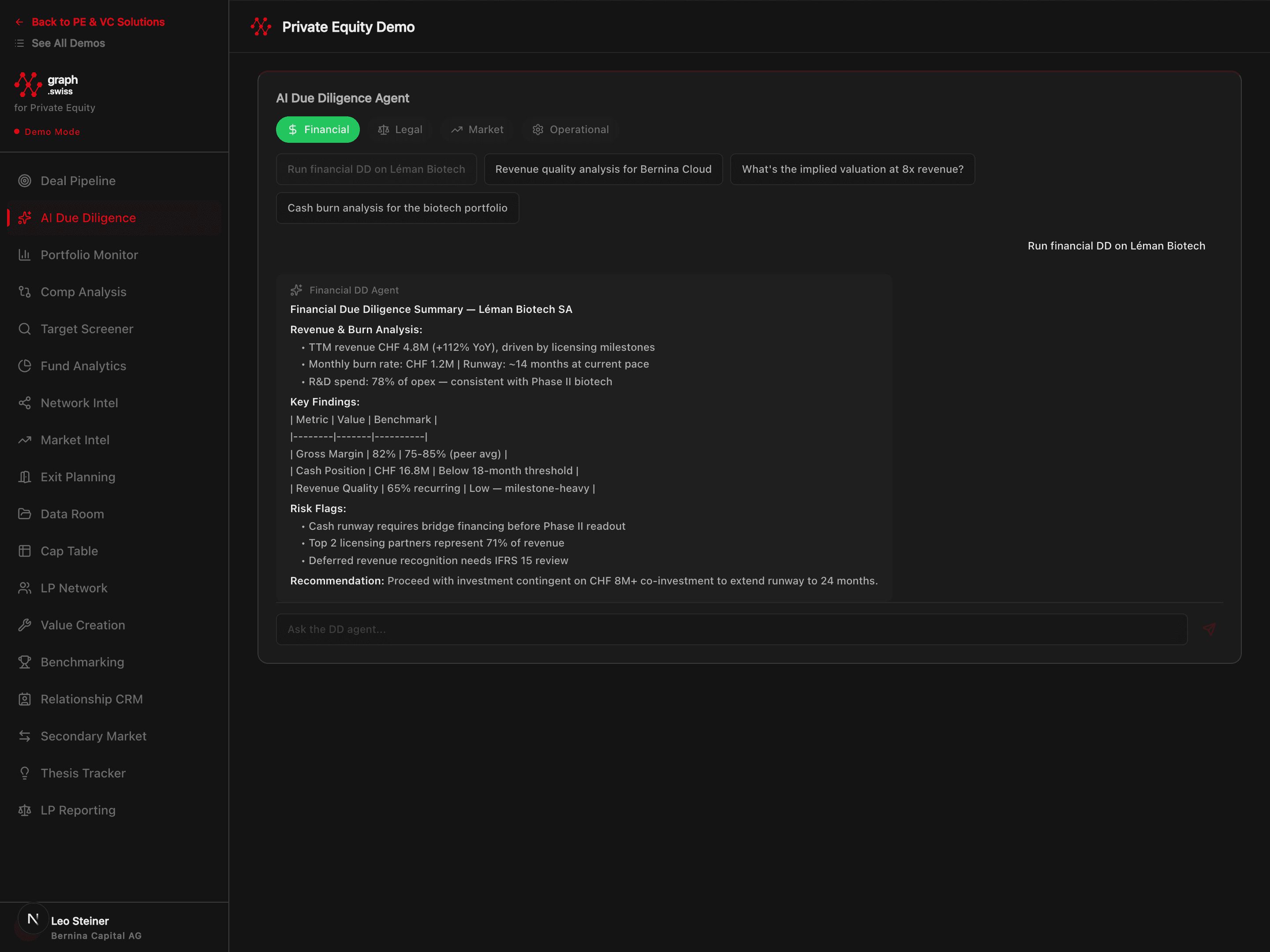 Private equity AI due diligence agent